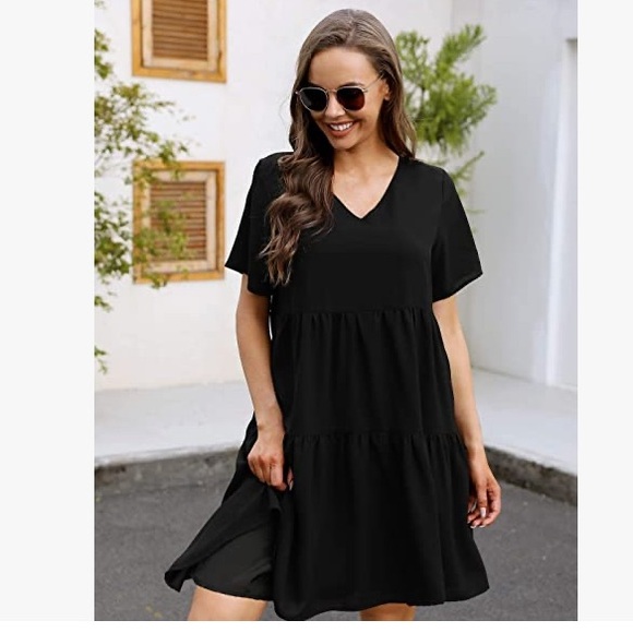 Women's Loose Swing Dress Casual Short Flowy Tunic Babydoll Dress ( WITH TAG ) - Picture 3 of 7